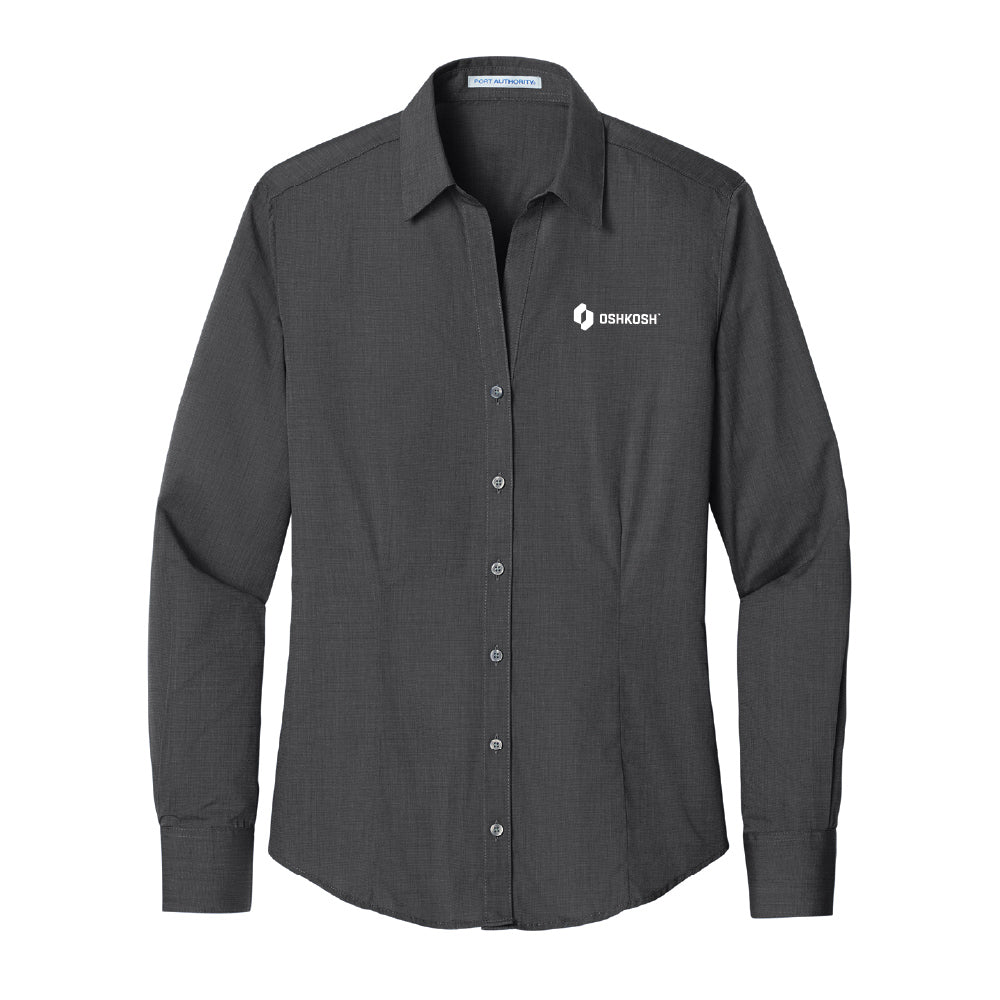 Women's Women's Crosshatch Easy Care Shirt - Soft Black