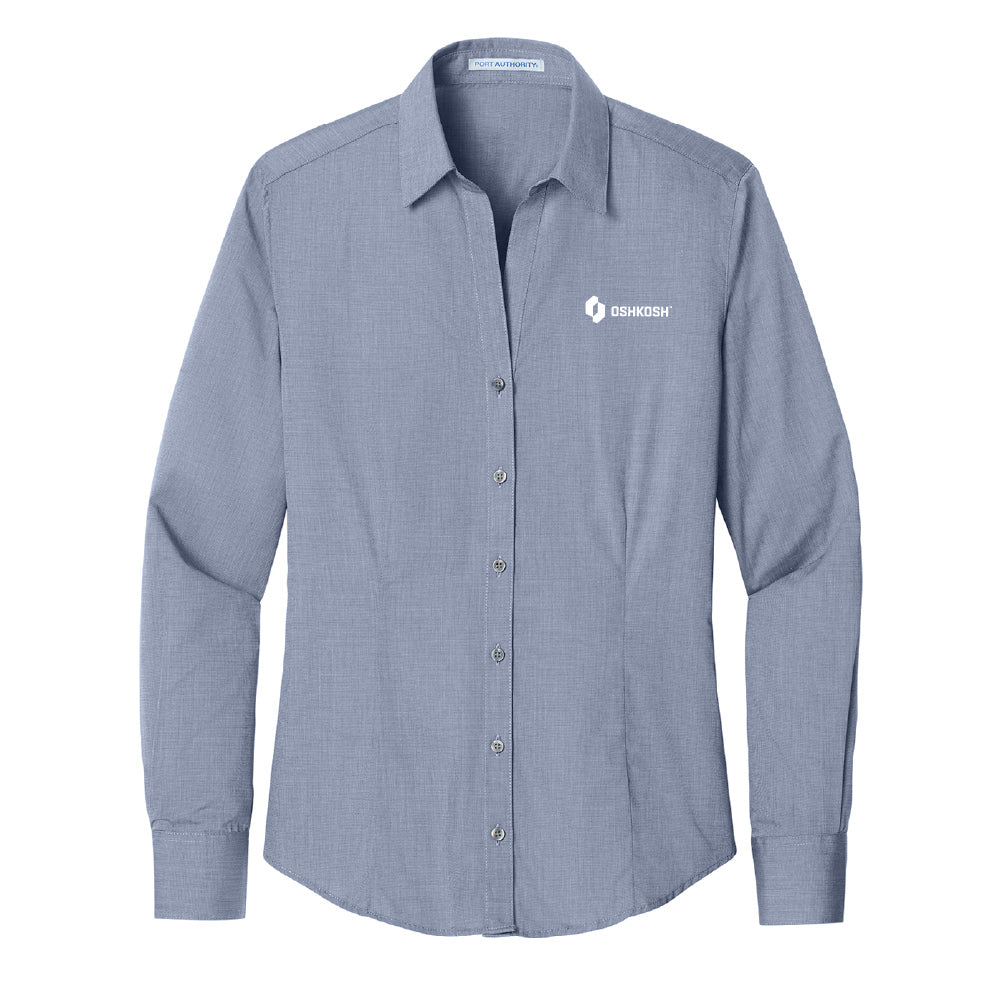 Women's Women's Crosshatch Easy Care Shirt - Navy Frost