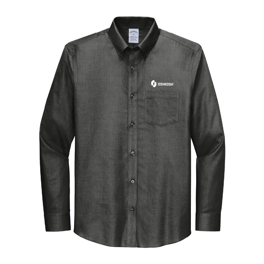 Men's TALL Brooks Brothers Wrinkle-Free Stretch Nailhead Shirt - Deep Black