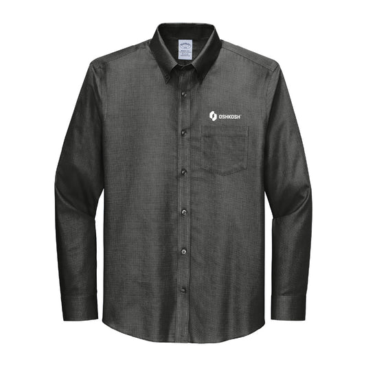 Men's TALL Brooks Brothers Wrinkle-Free Stretch Nailhead Shirt - Deep Black