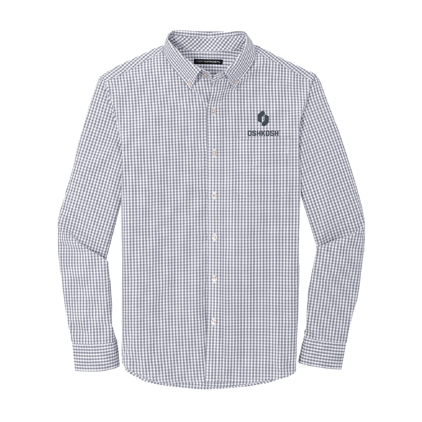 Men's Gingham Easy Care L/S Shirt - Gusty Grey