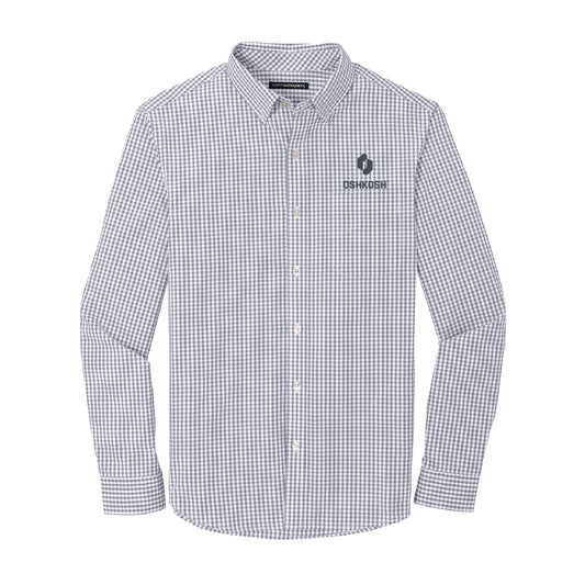 Men's Gingham Easy Care L/S Shirt - Gusty Grey