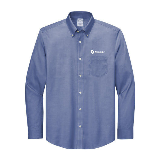 Men's Brooks Brothers Stretch Nailshead L/S Shirt - Cobalt Blue