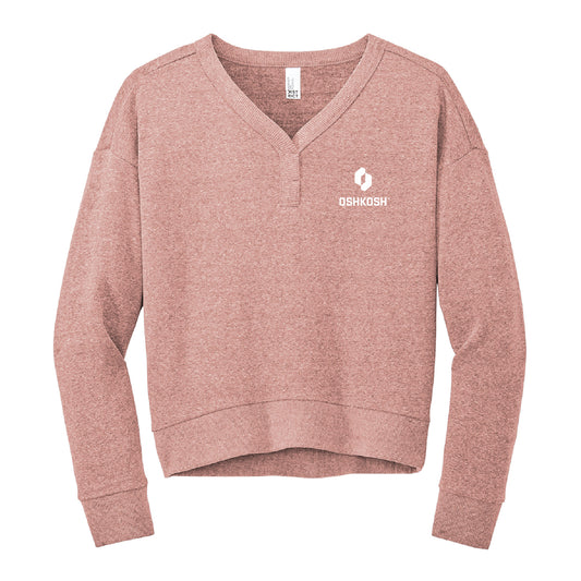 Women's Fleece V-Neck Sweatshirt - Blush Frost