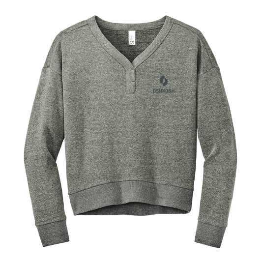 Women's Fleece V-Neck Sweatshirt - Heathered Charcoal