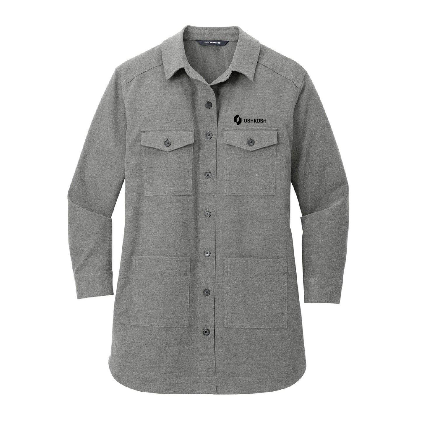 Women's L/S Twill Overshirt - Light Grey Heather