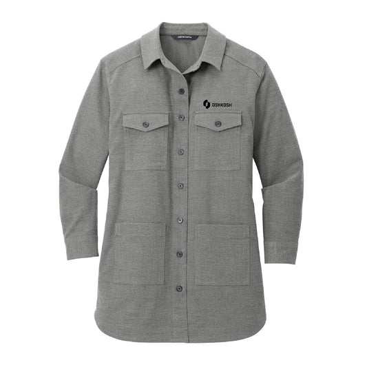 Women's L/S Twill Overshirt - Light Grey Heather