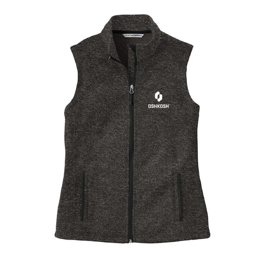 Women's Sweater Fleece Vest - Black Heather
